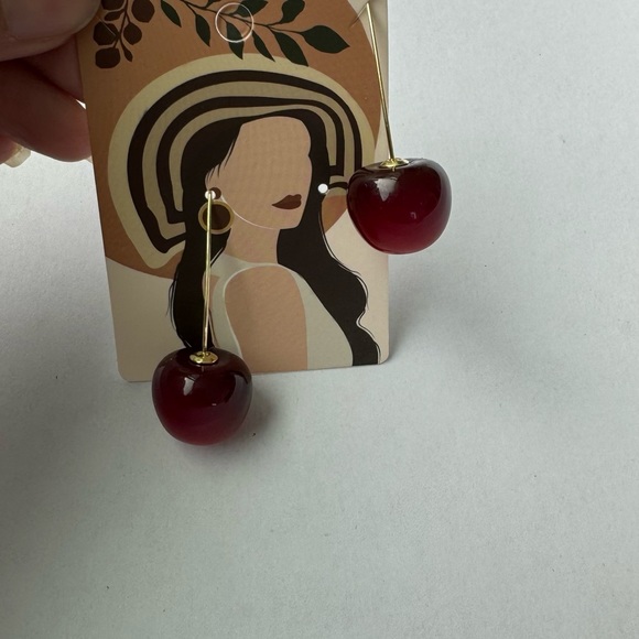 Red Cherry Earrings - Picture 5 of 5